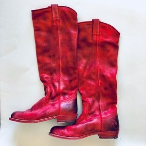 Frye red leather boots in size 7